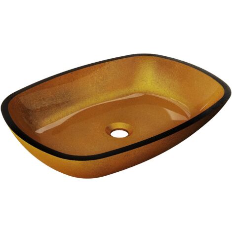 Mexen Araks lavabo da appoggio in vetro 54 x 39 cm, oro - 24155450