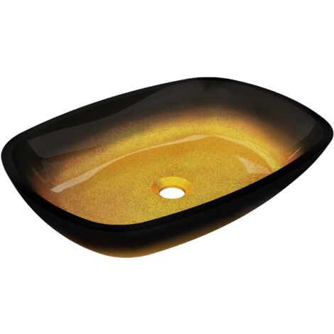 Mexen Araks lavabo da appoggio in vetro 54 x 39 cm, oro scuro - 24155451