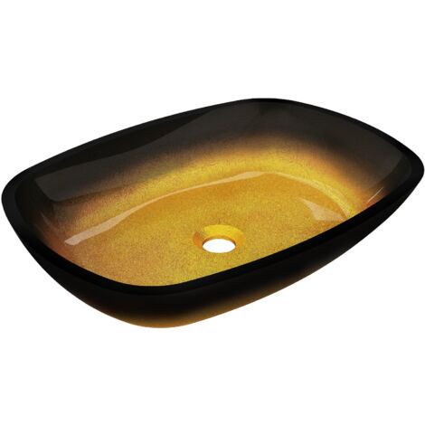 Mexen Araks lavabo de vidrio sobre encimera 54 x 39 cm, oro oscuro - 24155451