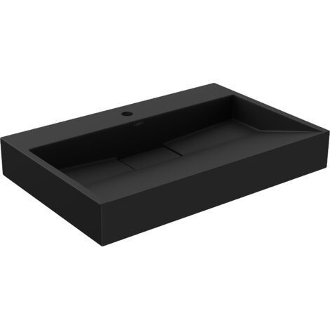Mexen Ava lavabo de comptoir en conglomérat 1 trou 70 x 46 cm, Noir - 23017071