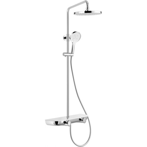Mexen Axis Duschset zur Wandmontage mit Regenbrause und Armatur, Chrom/Weiß - 78112-20