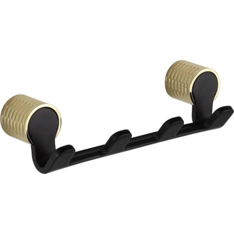 Mexen Base gancho cu谩druple para toallas, negro/oro - 70882354-57