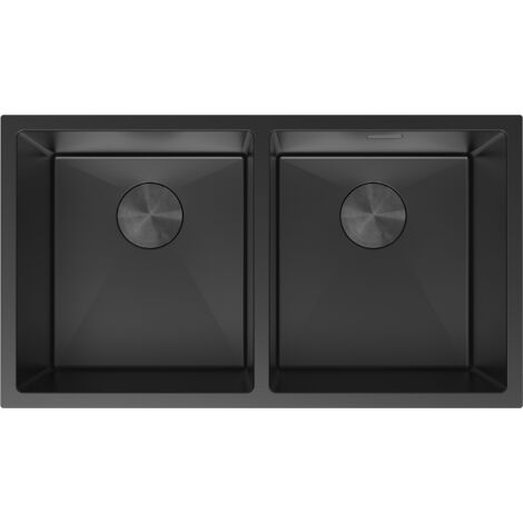 Mexen Binox Edelstahlspüle 2-Kammer 800 x 450 mm, schwarz - 6421802000-70