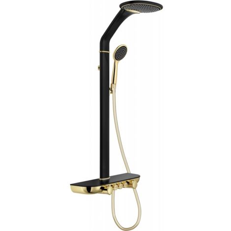 Mexen Bolt ensemble de douche apparente avec pomme de douche et robinet, noir/or - 78108-75