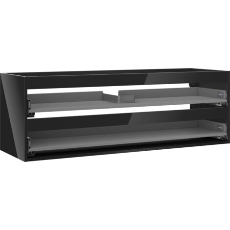 Mexen Box-A corps d'armoire sous-lavabo 140 cm, 2 tiroirs, noir brillant - 91AX0-1400-470-2-70