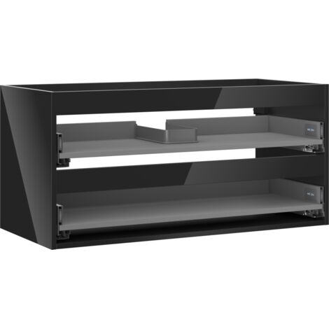 Mexen Box-A meuble sous-lavabo 100 cm, 2 tiroirs, noir brillant - 91AX0-1000-470-2-70