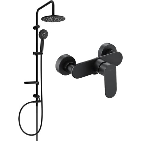 Mexen Carl ensemble de douche à montage mural avec pomme de douche et robinetterie Milo, noir - 71340240-70