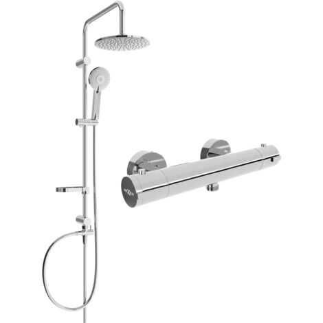 Mexen Carl set doccia esterno con soffione e miscelatore termostatico Kai, cromo - 77100240-00