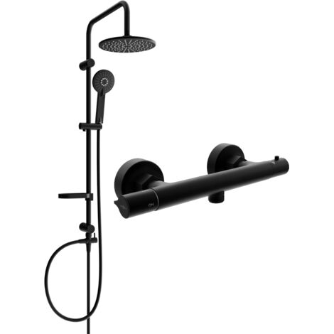 Mexen Carl set doccia esterno con soffione e miscelatore termostatico Slim, nero - 77105240-70