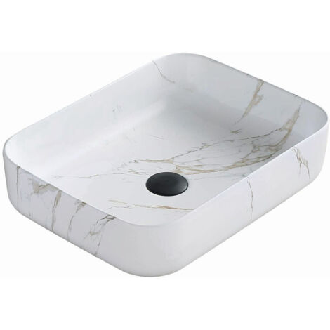 Mexen Carla lavabo sobre encimera 50 x 39 cm, piedra blanca - 21555091
