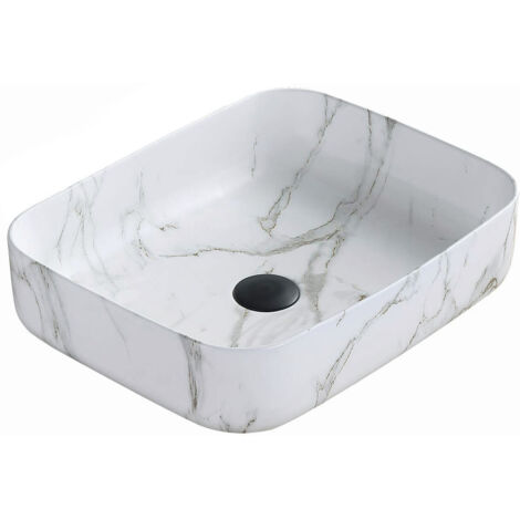 Mexen Carla lavabo sobre encimera 50 x 39 cm, piedra blanca - 21555092