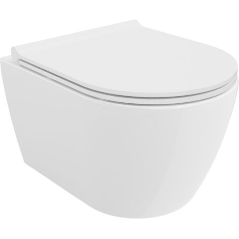 Mexen Carmen WC-Schüssel Rimless Tornado mit Soft-Close-Slim-Sitz, Duroplast, weiß glänzend - 30880500T