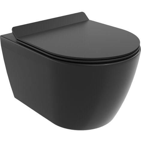 Mexen Carmen wc sospeso Rimless Tornado con sedile slim a chiusura rallentata, duroplast, nero opaco - 30880185T