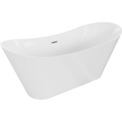 Mexen Celia ba帽era exenta 170 x 75 cm, blanca, rebosadero n铆quel cepillado - 52331707500-97