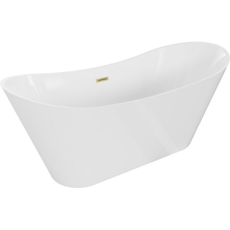 Mexen Celia vasca da bagno indipendente 170 x 75 cm, bianca, troppopieno oro spazzolato - 52331707500-55