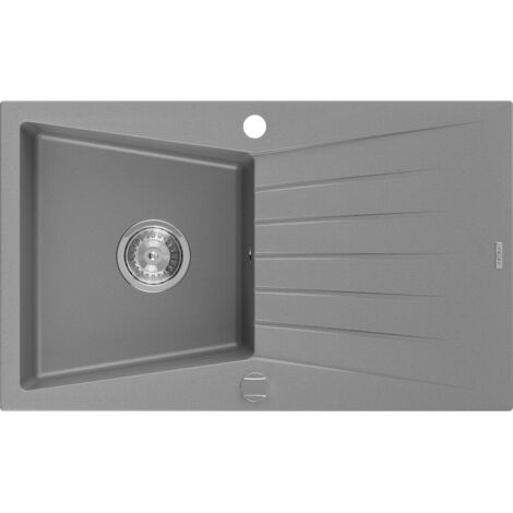 Mexen Cesar Granitspüle mit einem Becken und einer Abtropffläche 775 x 470 mm, Grau - 6514771010-71