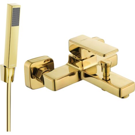 Mexen Cetus R77 grifo de ba帽era con juego de ducha, dorado - 74433R77-50