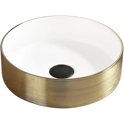 Mexen Clarisa lavabo sobre encimera 36 x 36 cm, blanco/dorado - 22073655