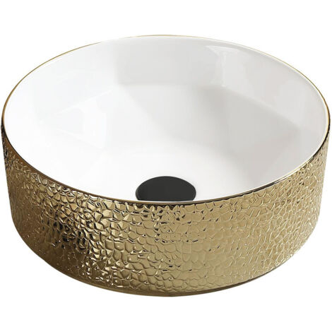 Mexen Clarisa lavabo sobre encimera 41 x 41 cm, blanco/dorado - 22074153