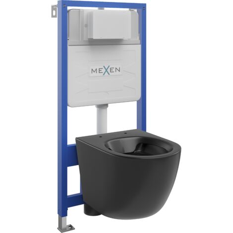 Mexen conjunto empotrado WC bastidor Fenix Slim con taza WC Lena, negro mate - 6103322XX85