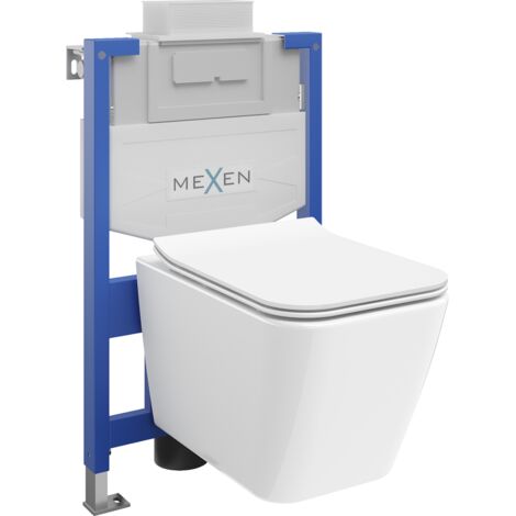 Mexen conjunto empotrado WC estructura Fenix XS-U con taza WC Cube y asiento de ca铆da lenta, blanco brillo - 68530924000