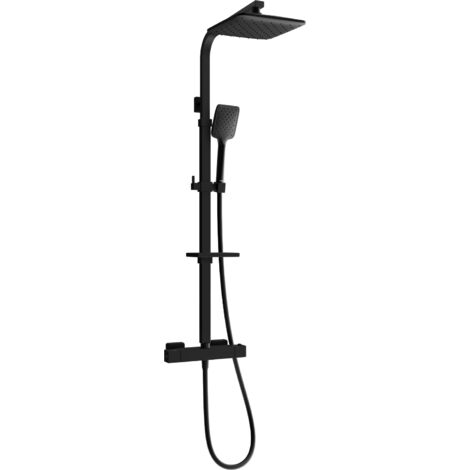 Mexen CQ62 ensemble de douche en surface avec colonne de douche et robinet thermostatique, noir - 772506295-70