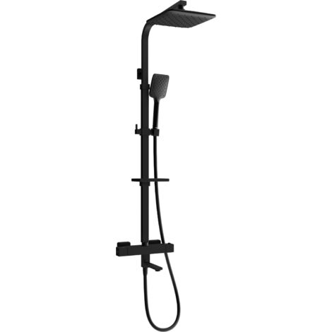 Mexen CQ62 set vasca-doccia con soffione e miscelatore termostatico, nero - 779106295-70