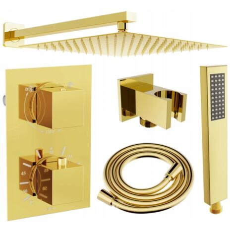 Mexen Cube DR02 Brausegarnitur für Unterputzmontage z Kopfbrause 30 cm, Gold - 77502DR0230-50