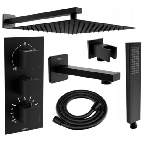 Mexen Cube DR02 ensemble bain-douche encastré avec pomme de douche 30 cm, noir - 77503DR0230-70