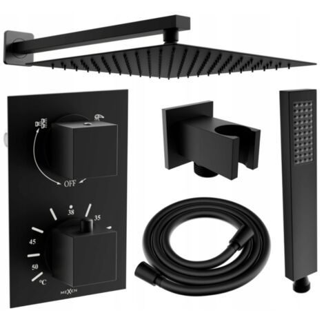 Mexen Cube DR02 ensemble de douche encastré avec pomme de douche 25 cm, noir - 77502DR0225-70