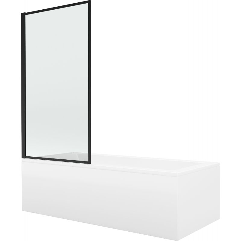 Mexen Weiß Cubik Rechteckwanne 160 X 70 Cm Mit Verkleidung Und Einflügeligem 70 Cm Paravent, Schwarzes Muster Fix - 550316070X930700