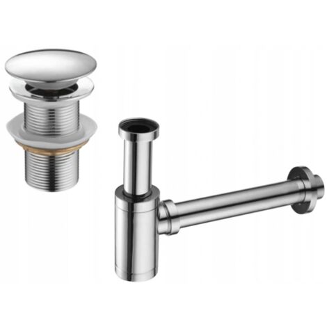 Mexen demi-siphon rond pour lavabo avec bouchon céramique clic-clac, sans trop-plein, Chrome - 7991050-00