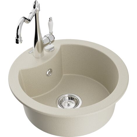Mexen Diego 1-Becken-Granit-Spüle mit Mischbatterie Carla, Beige - 6512-69-670700-00