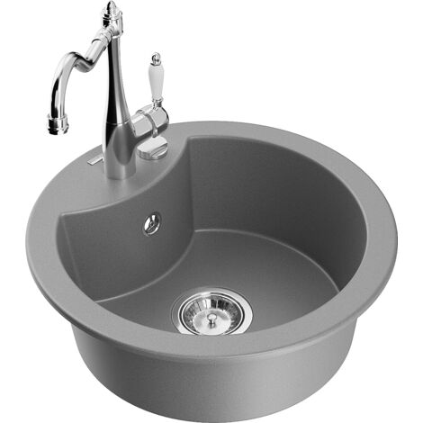 Mexen Diego 1-Becken-Granit-Spüle mit Mischbatterie Carla, Grau - 6512-71-670700-00