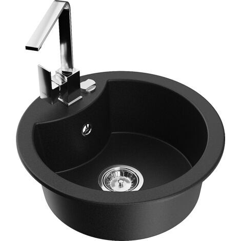 Mexen Diego 1-Becken-Granit-Spüle mit Mischbatterie Rita, Schwarz - 6512-77-670300-00