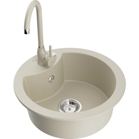 Mexen Diego 1-Becken-Granit-Spüle mit Mischbatterie Telma, Beige - 6512-69-670200-69