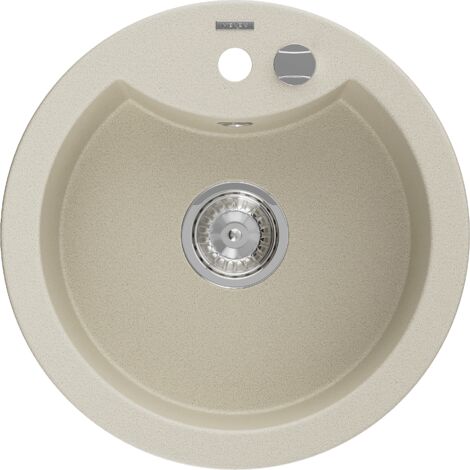 Mexen Diego lavello da cucina in granito a 1 vasca 488 x 480 mm, beige, sifone cromato - 6512481000-69