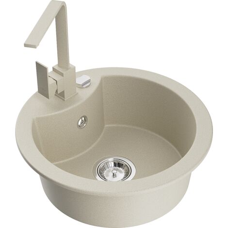 Mexen Diego lavello in granito 1 vasca con miscelatore da cucina Rita, beige - 6512-69-670300-69