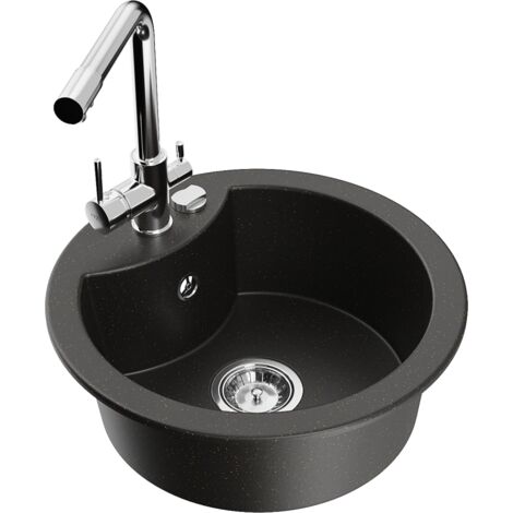 Mexen Diego lavello in granito a 1 vasca con miscelatore cucina Duero, nero/oro metallico - 6512-75-671600-00
