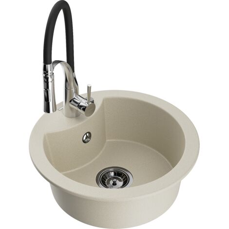 Mexen Diego lavello in granito a 1 vasca con rubinetto da cucina Aster, beige - 6512-69-73450-07-B