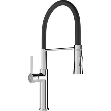 Mexen Dina grifo de cocina, cromo/negro - 672701-07