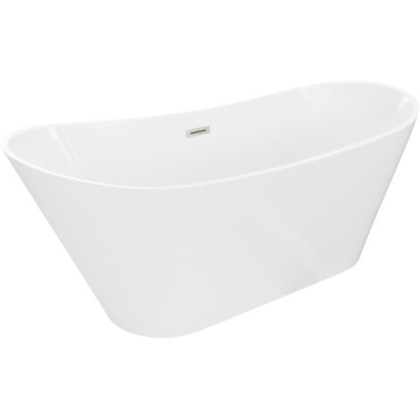 Mexen Dora baignoire autoportante 170 x 75 cm, blanche, trop-plein nickel brossé - 52071707500-97