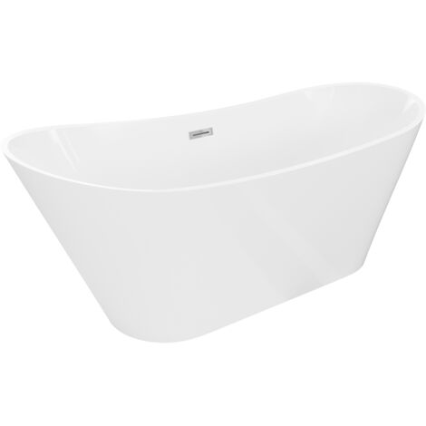 Mexen Dora freistehende Badewanne 150 x 75 cm, weiß, Überlauf chrom - 52071507500-01