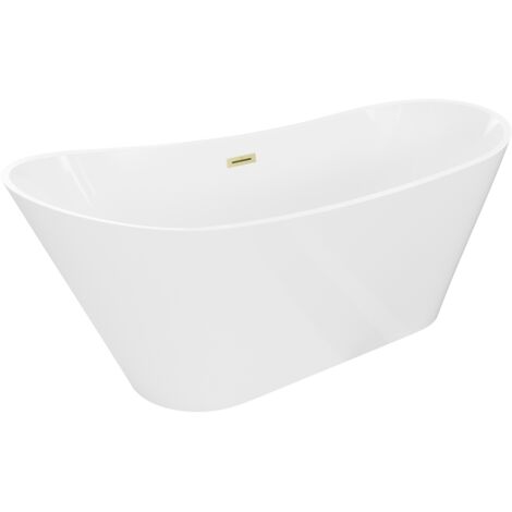 Mexen Dora vasca da bagno freestanding 170 x 75 cm, bianca, troppopieno oro spazzolato - 52071707500-55
