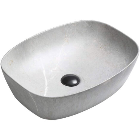 Mexen Editta lavabo sobre encimera 49 x 37 cm, piedra gris - 21384962