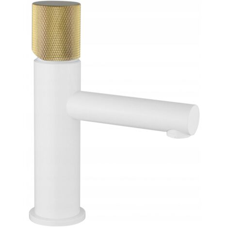 Mexen Elba One rubinetto per lavabo, bianco/oro - 74101-25