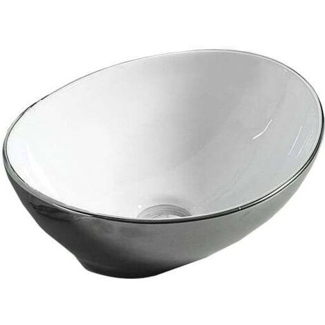 Mexen Elza Aufsatzwaschbecken 40 x 33 cm, Silber/Weiß - 21014079