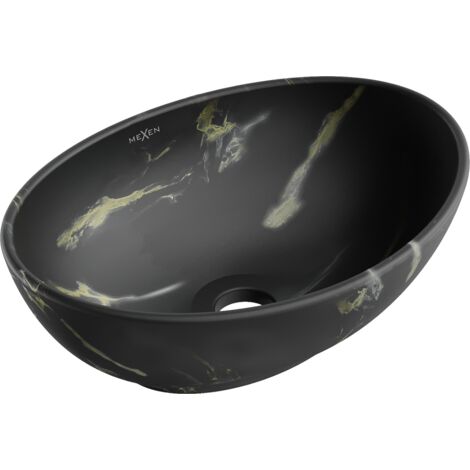 Mexen Elza lavabo da appoggio 40 x 33 cm, pietra nera - 21014084
