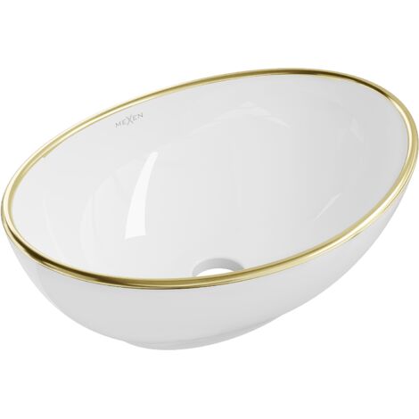 Mexen Elza lavabo de comptoir 40 x 33 cm, Blanc/Or - 21014005