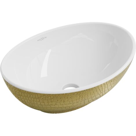 Mexen Elza lavabo sobre encimera 40 x 33 cm, blanco/dorado patr贸n de escamas - 21014008